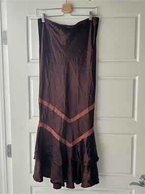 Wet Seal Y2K Silk Like Ruffled Maxi Skirt Sz L